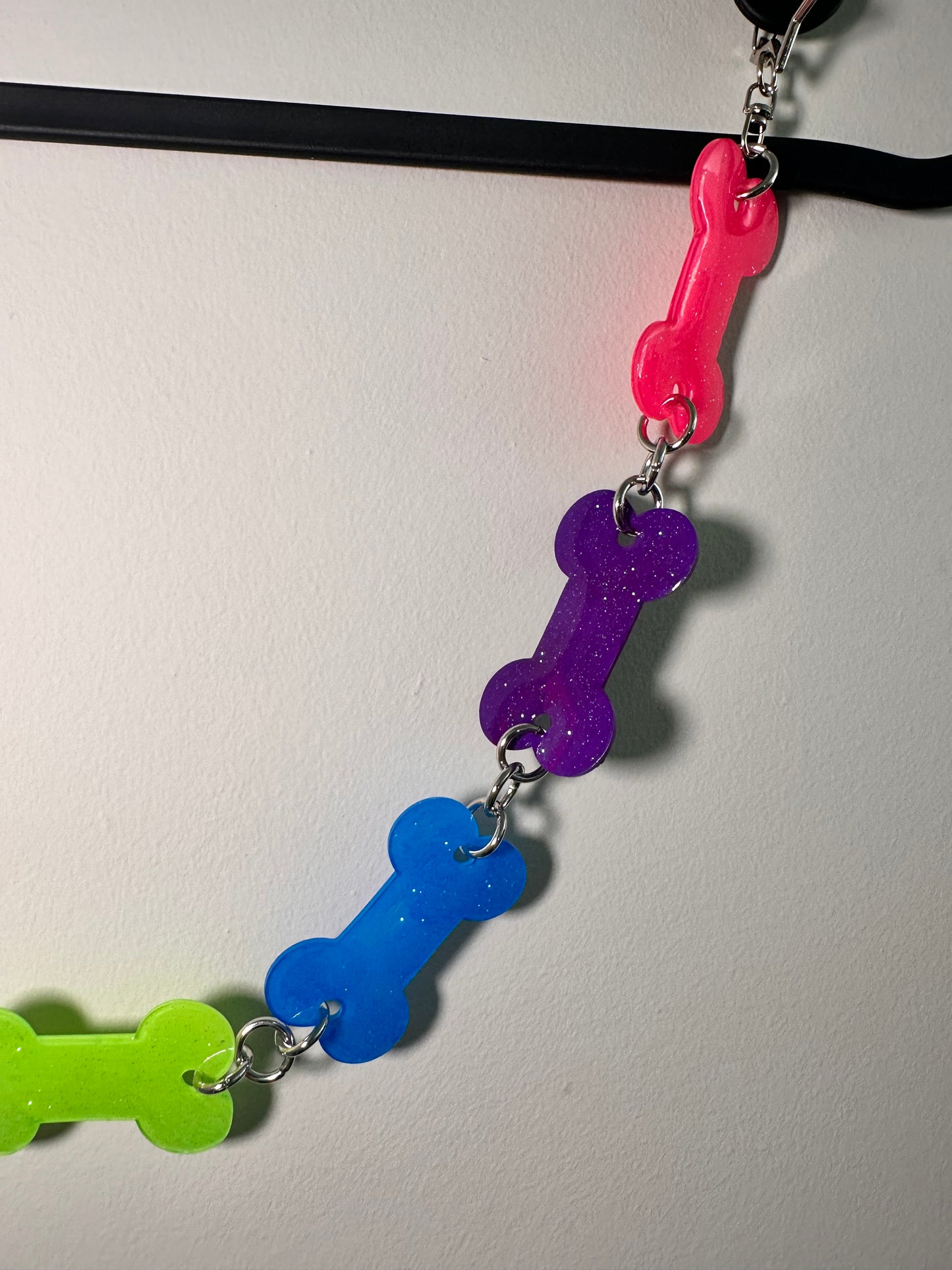 Rainbow Sparkly Bone Belt Chain