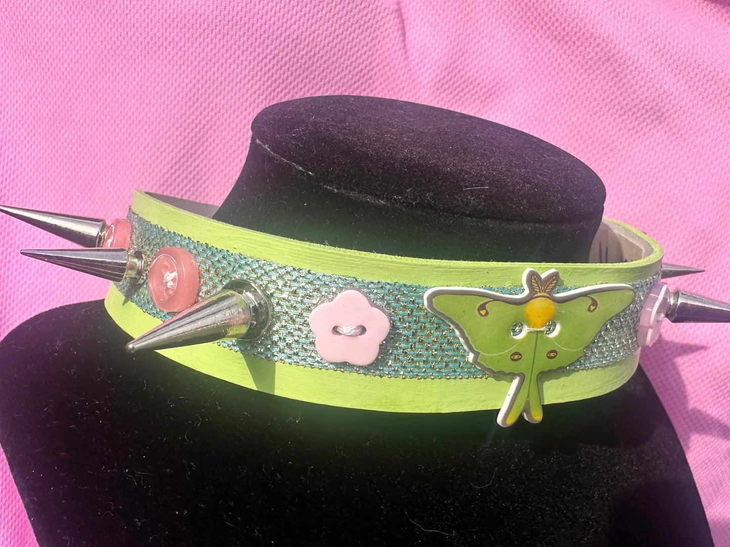Pastel Luna Moth Spiked Choker