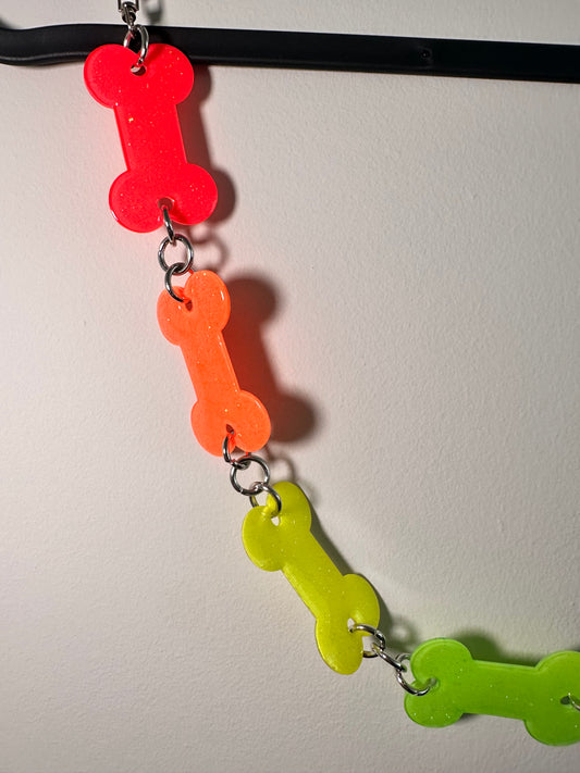Rainbow Sparkly Bone Belt Chain