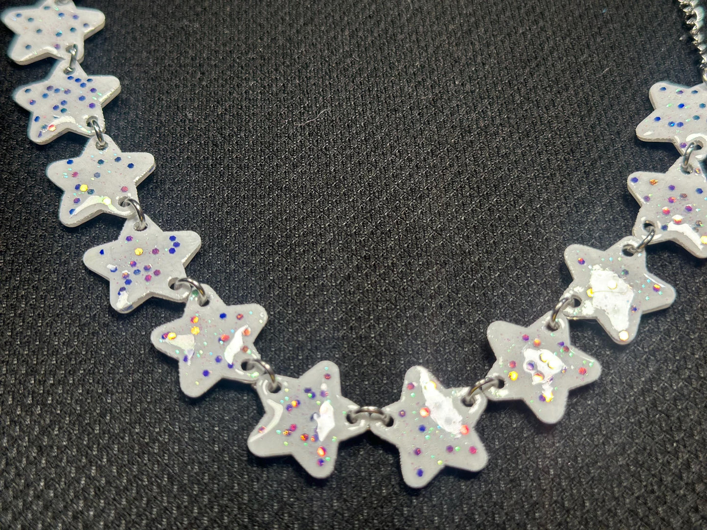 white confetti star choker necklace