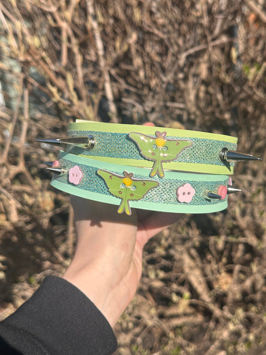 Pastel Luna Moth Spiked Choker