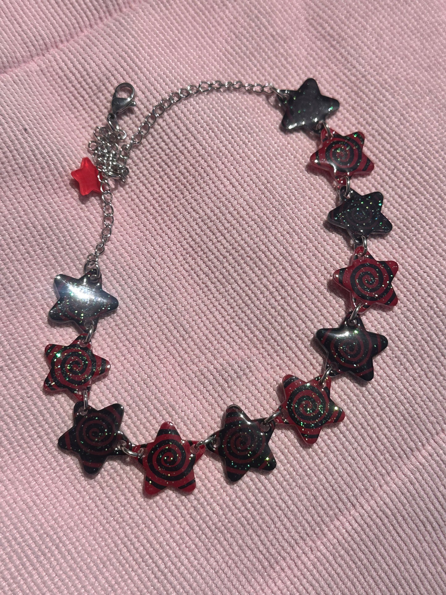 red and black star choker necklace