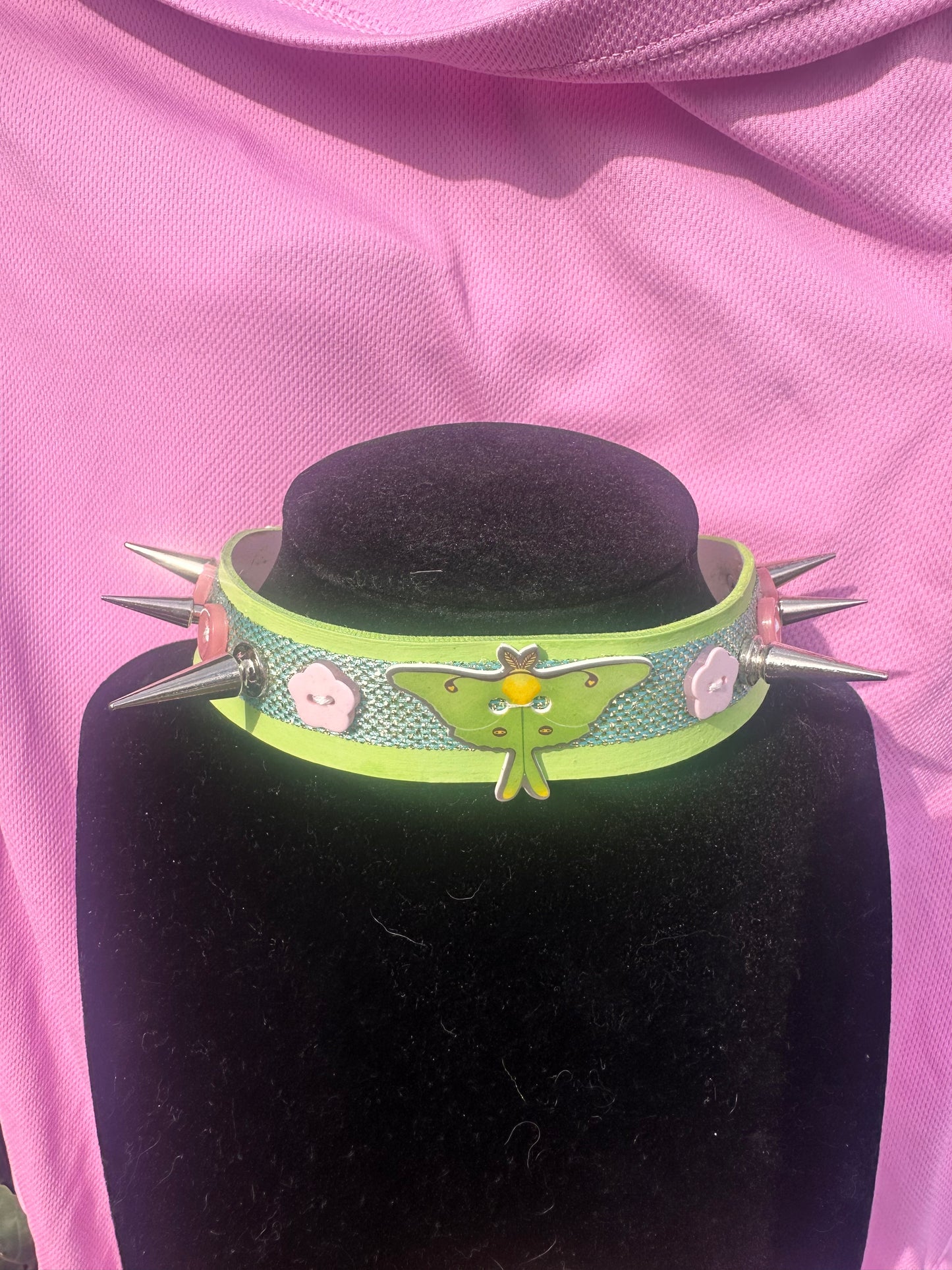 Pastel Luna Moth Spiked Choker