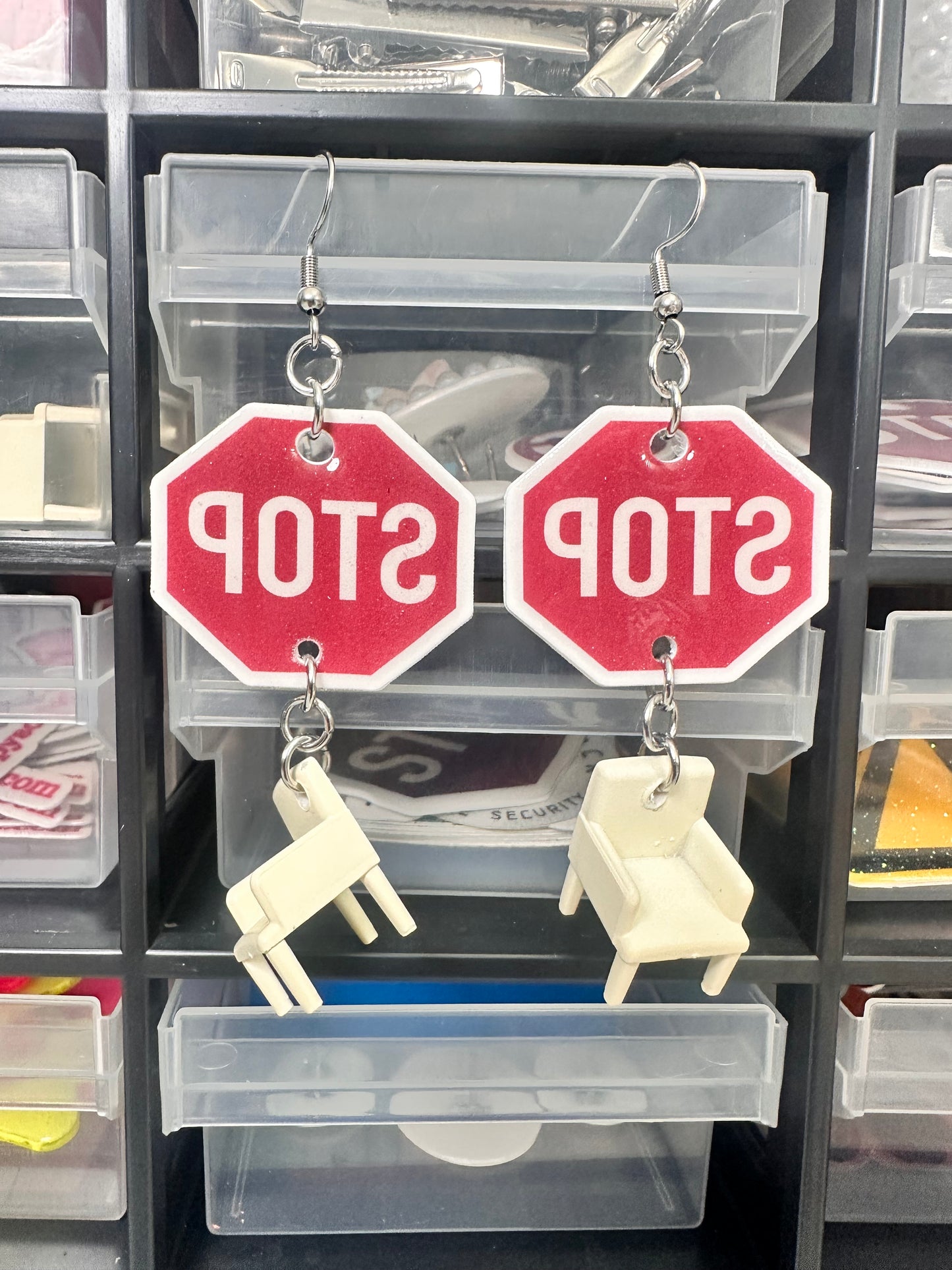 Backrooms POTS sign earrings