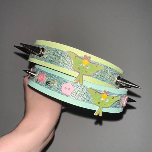 Pastel Luna Moth Spiked Choker