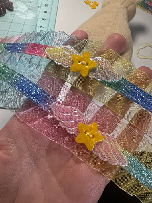 Double Rainbow Star Angel ribbon choker