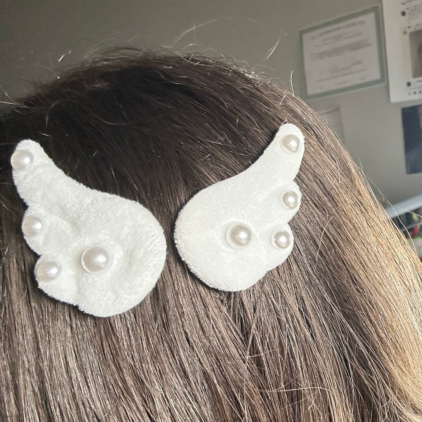 Pearl Accented Angel Wing hairclips