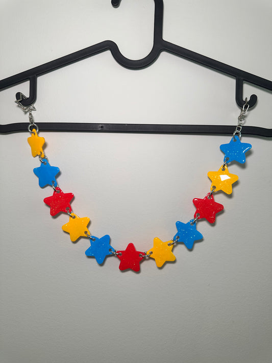 Rainbow Sparkly Star Belt Chain