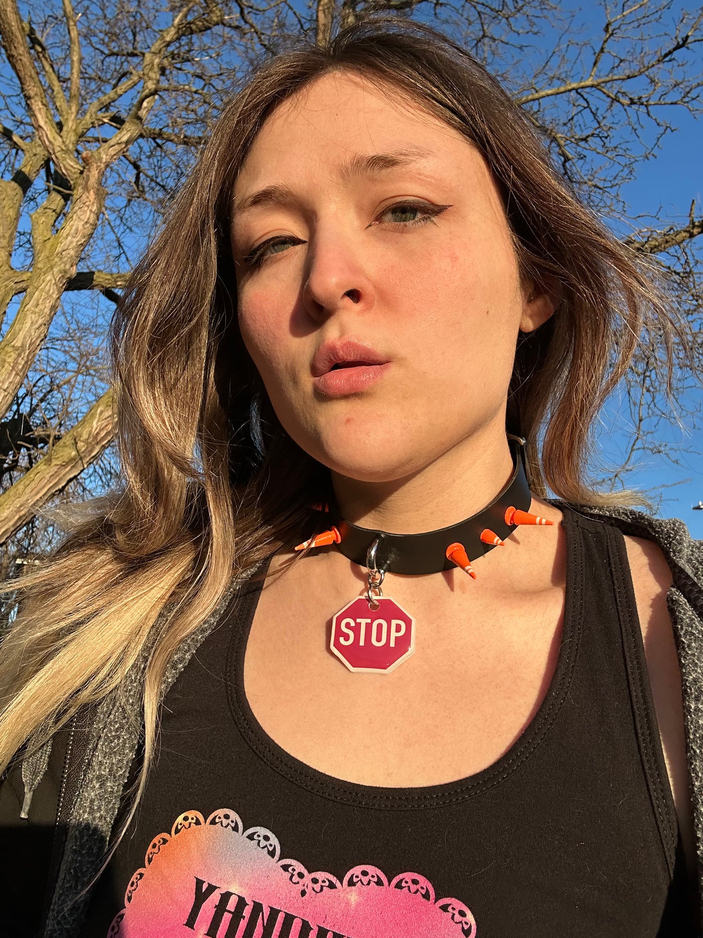 Stop Sign Spiked Choker
