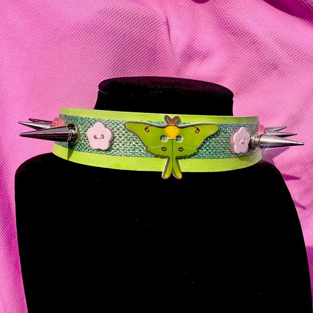 Pastel Luna Moth Spiked Choker
