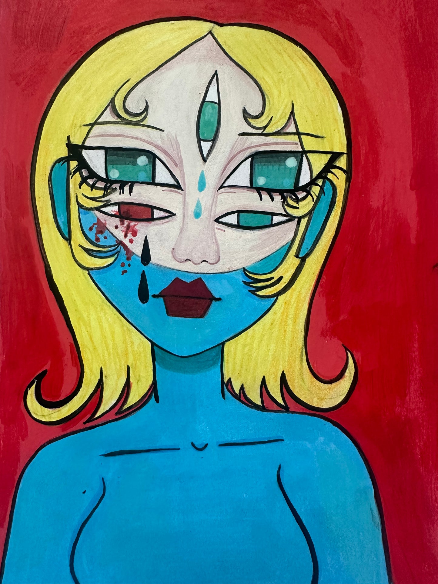 five eyed blue skin masked girl