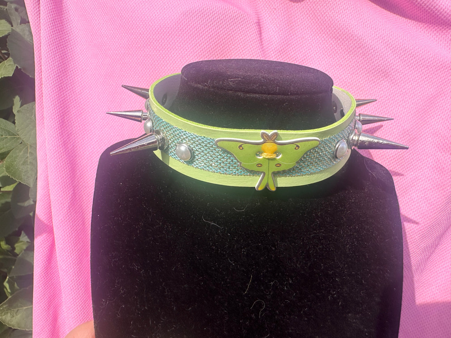 Pastel Luna Moth Spiked Choker