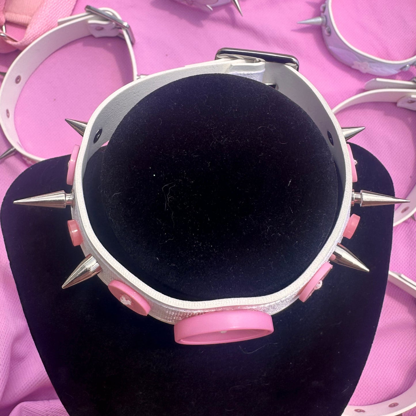Pink Button Spiked Choker