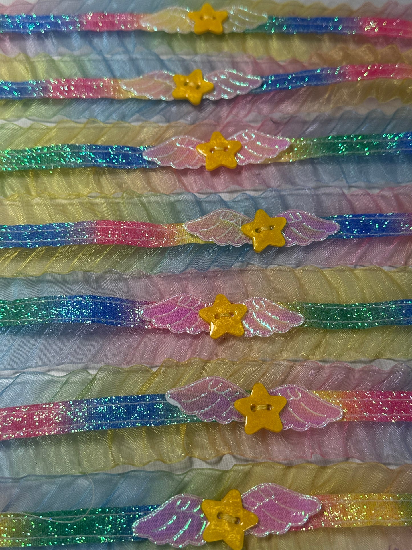 Double Rainbow Star Angel ribbon choker