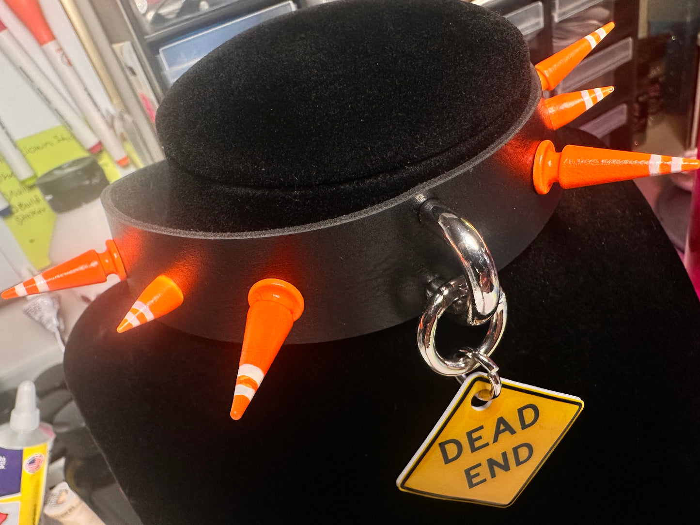 Dead End Sign Spiked Choker