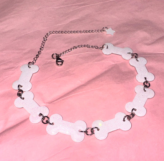 white bone choker necklace