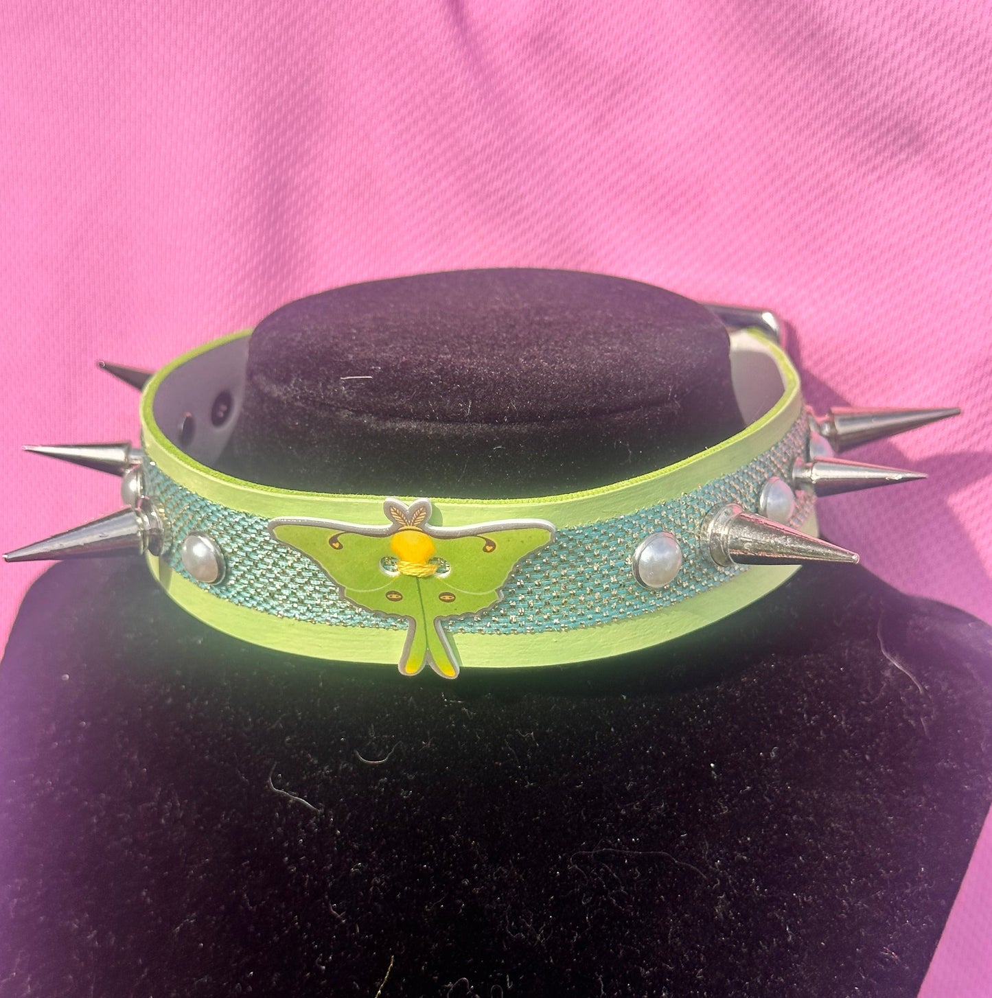 Pastel Luna Moth Spiked Choker