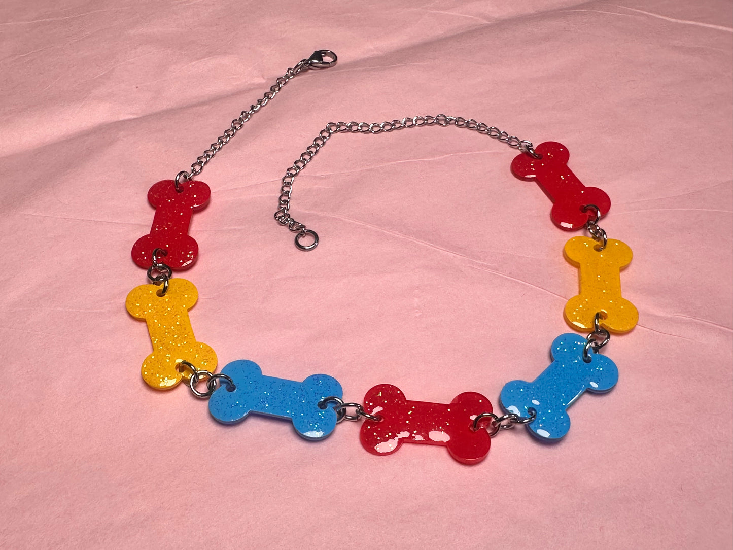 primary color clown bone choker necklace