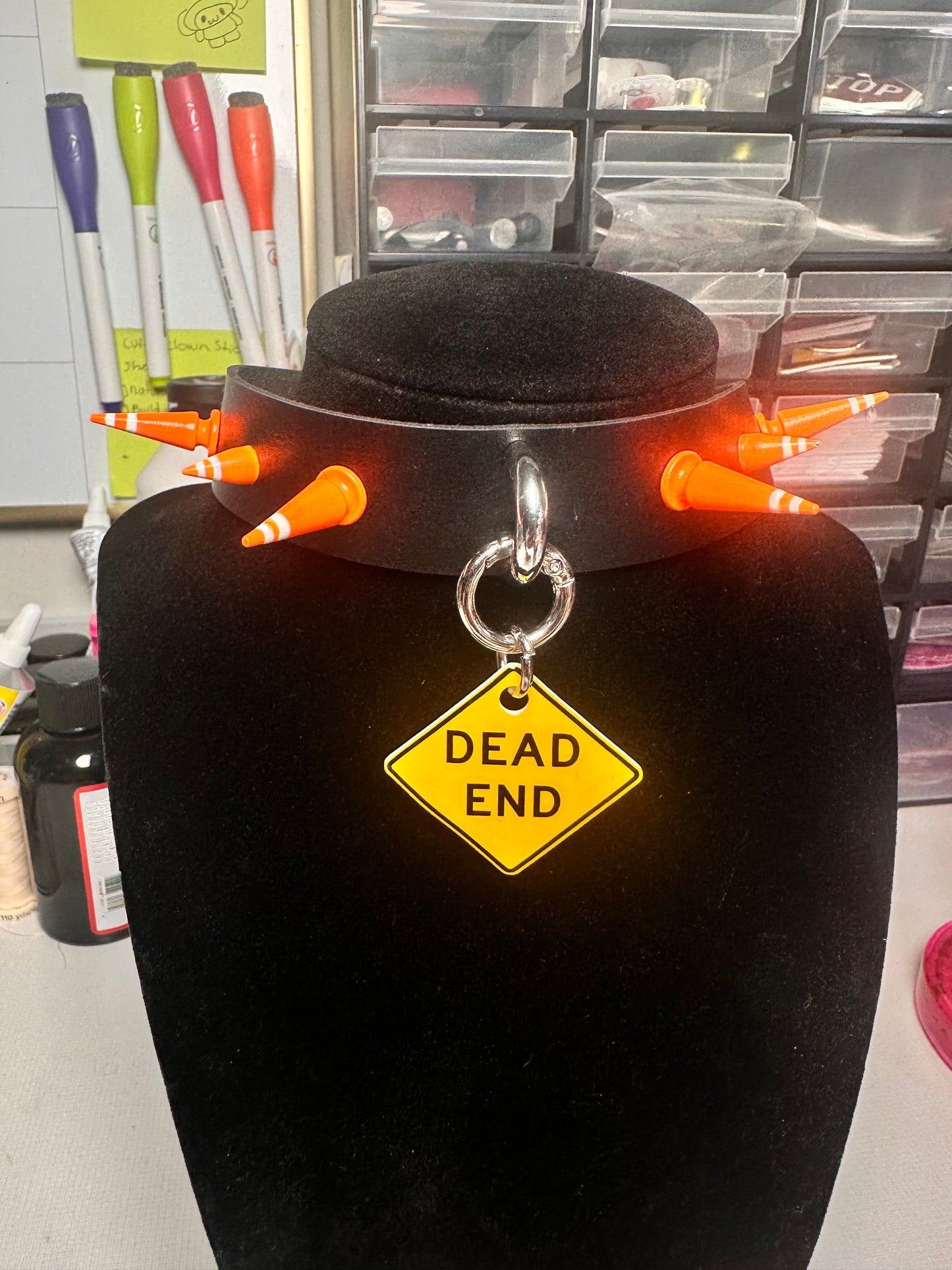 Dead End Sign Spiked Choker