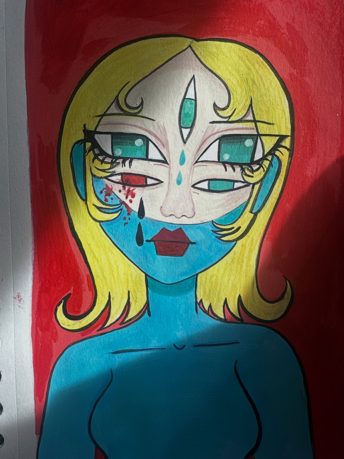 five eyed blue skin masked girl