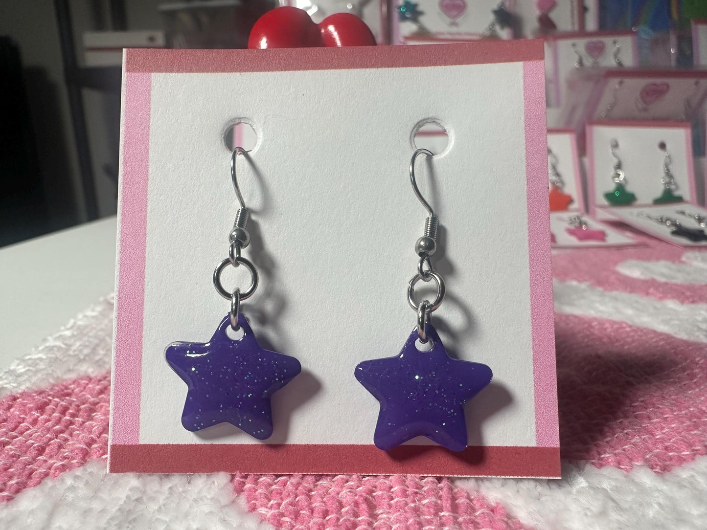 Colorful Glitter Star Earrings, multiple options