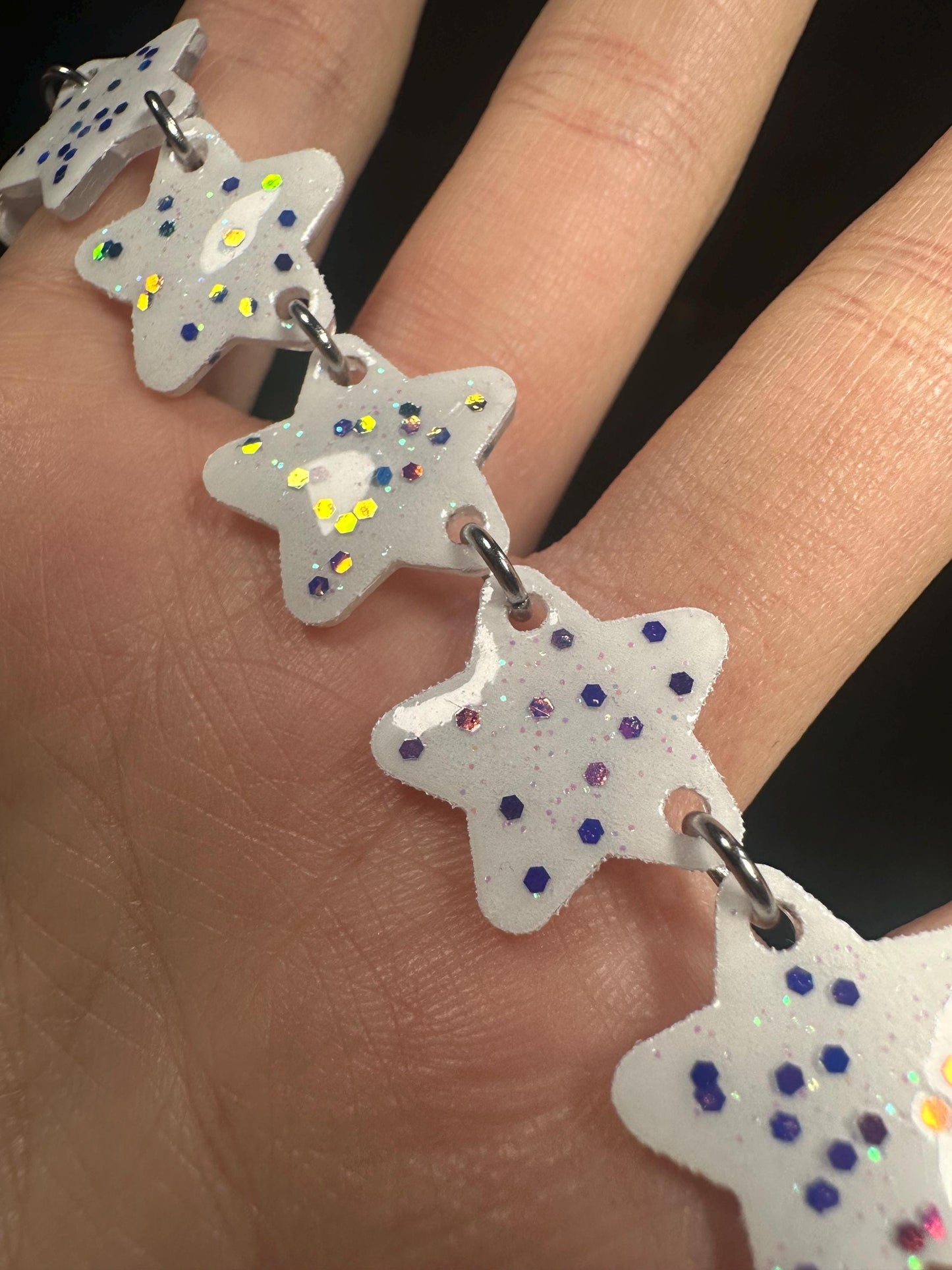 white confetti star choker necklace