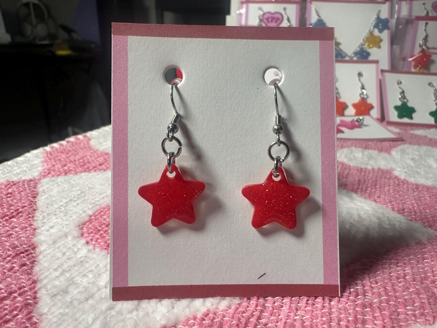 Colorful Glitter Star Earrings, multiple options