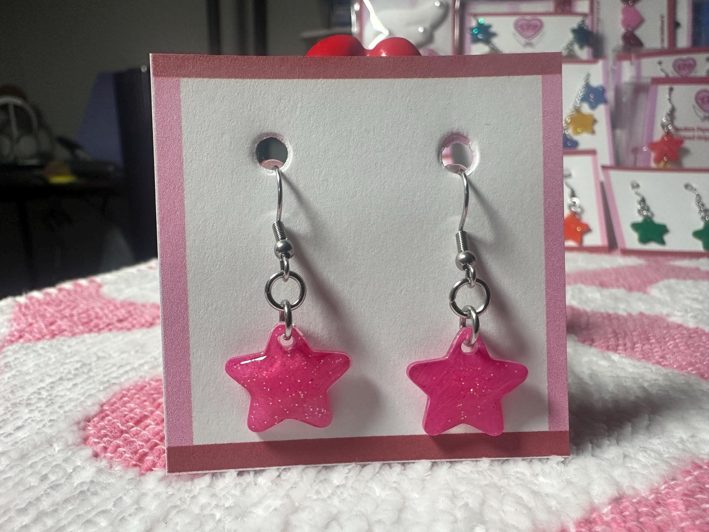 Colorful Glitter Star Earrings, multiple options