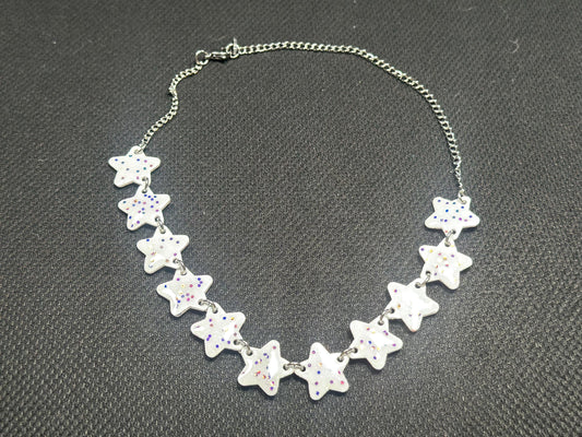 white confetti star choker necklace