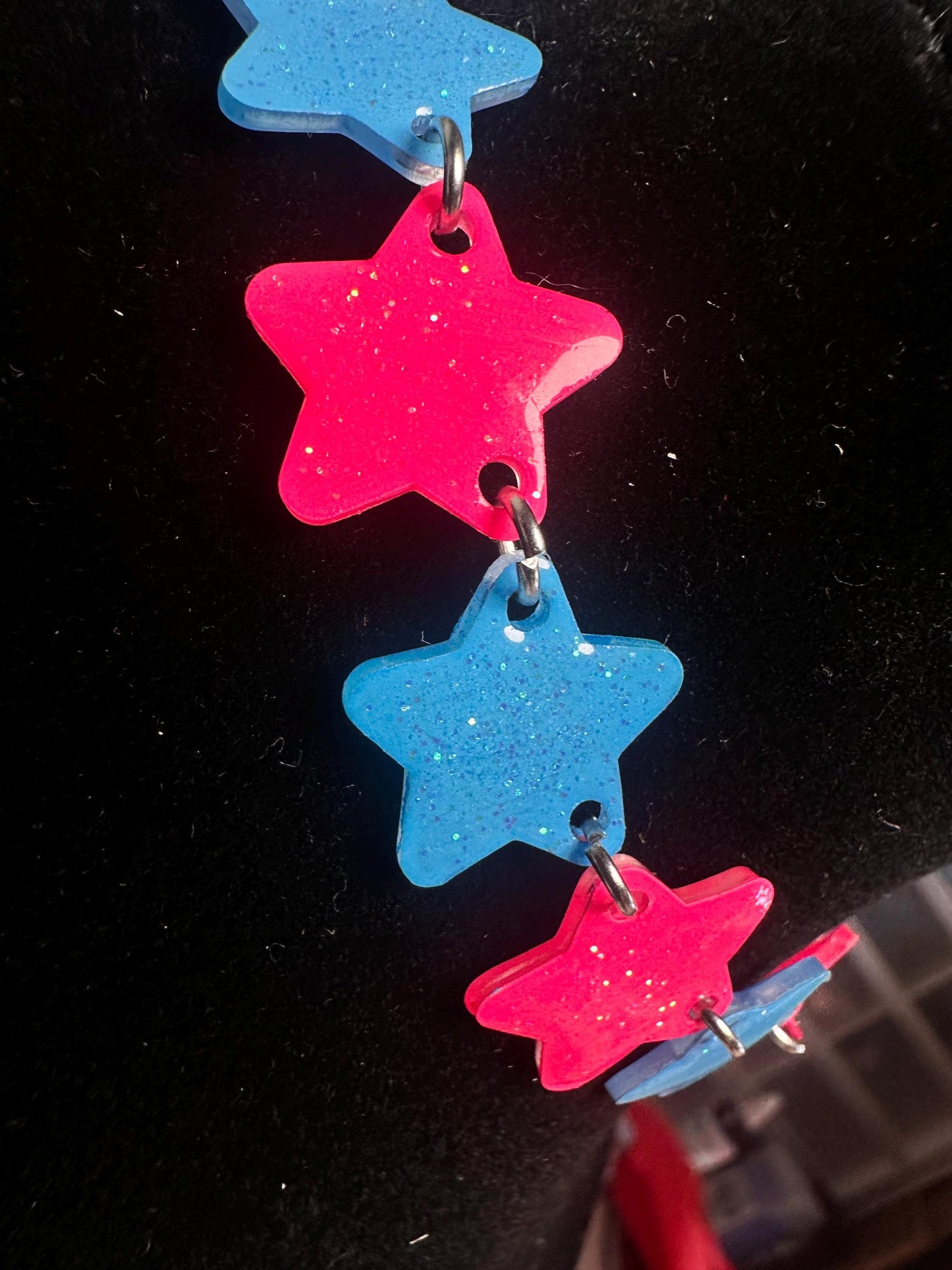 neon pink and blue star choker necklace