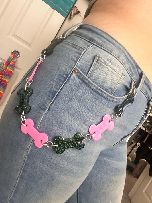 Sparkly Bone Belt Chain