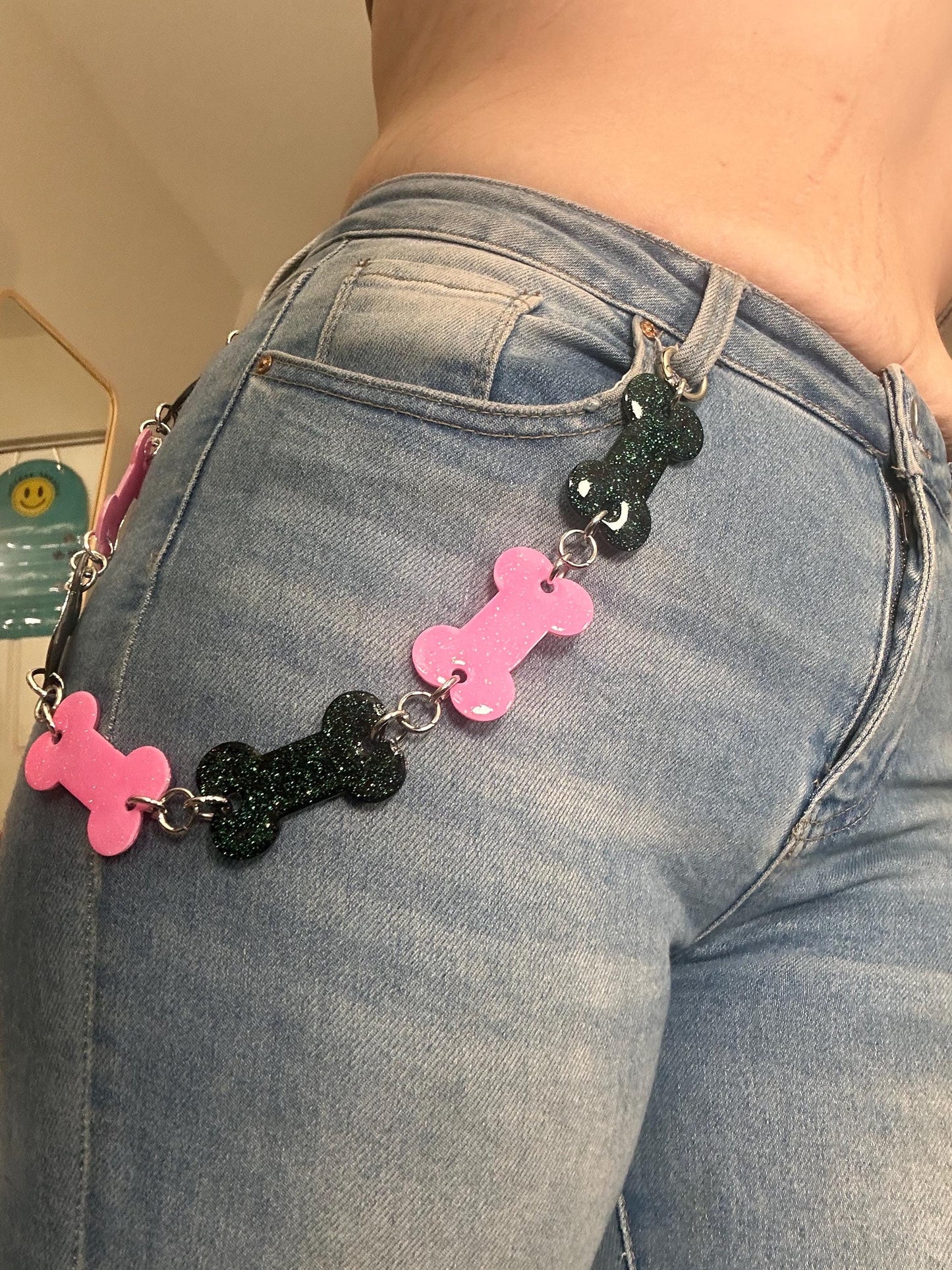 Sparkly Bone Belt Chain