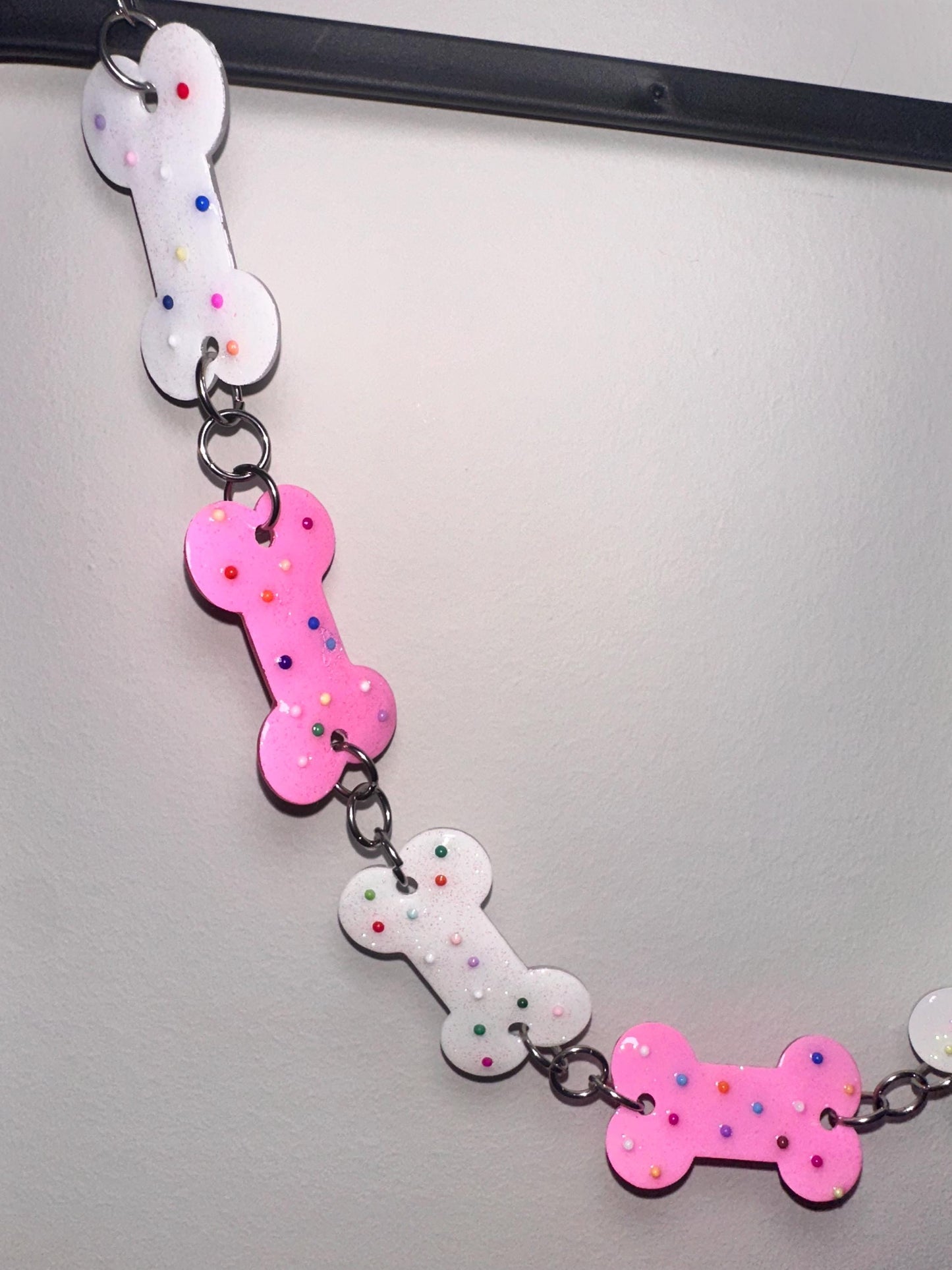 Pink and White Circus Sprinkle Bone Belt Chain